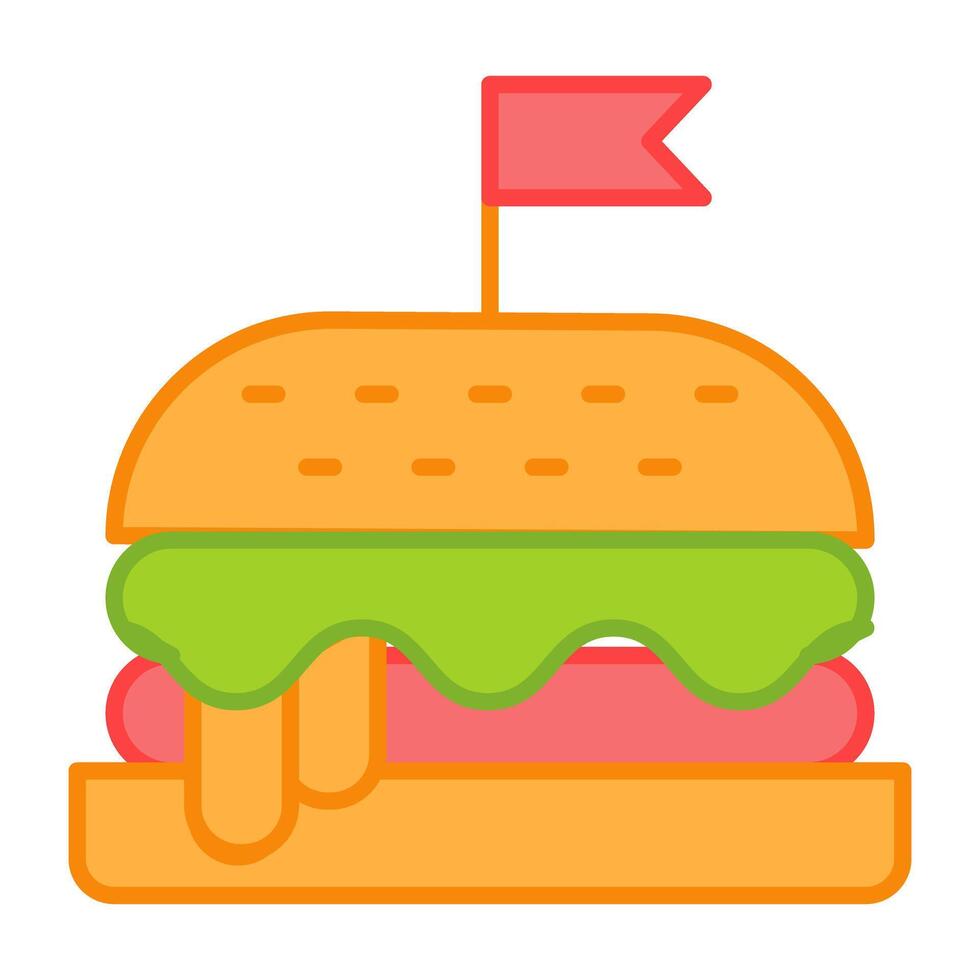 skräp mat ikon, platt design av burger vektor