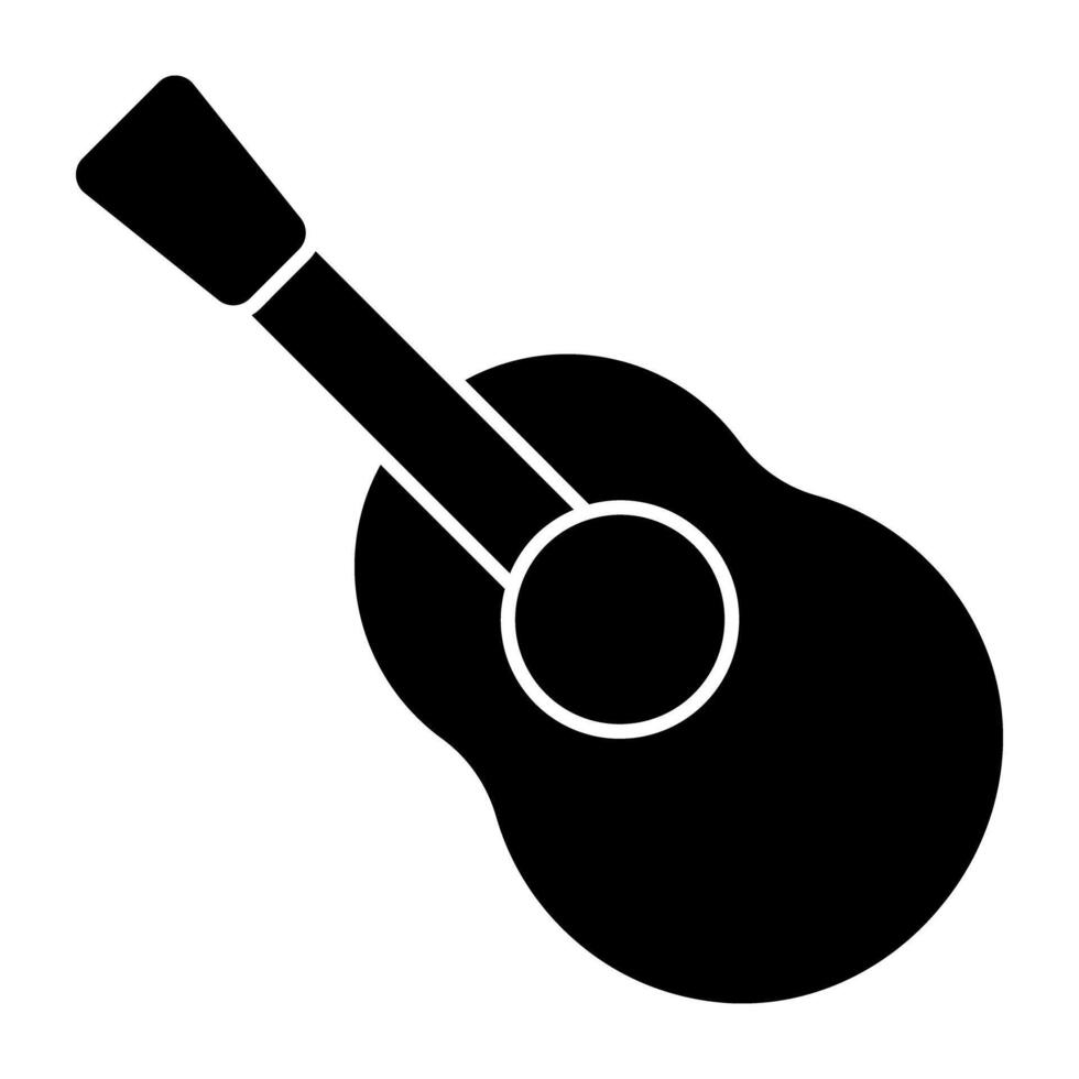 en musik Utrustning ikon, fast design av gitarr vektor
