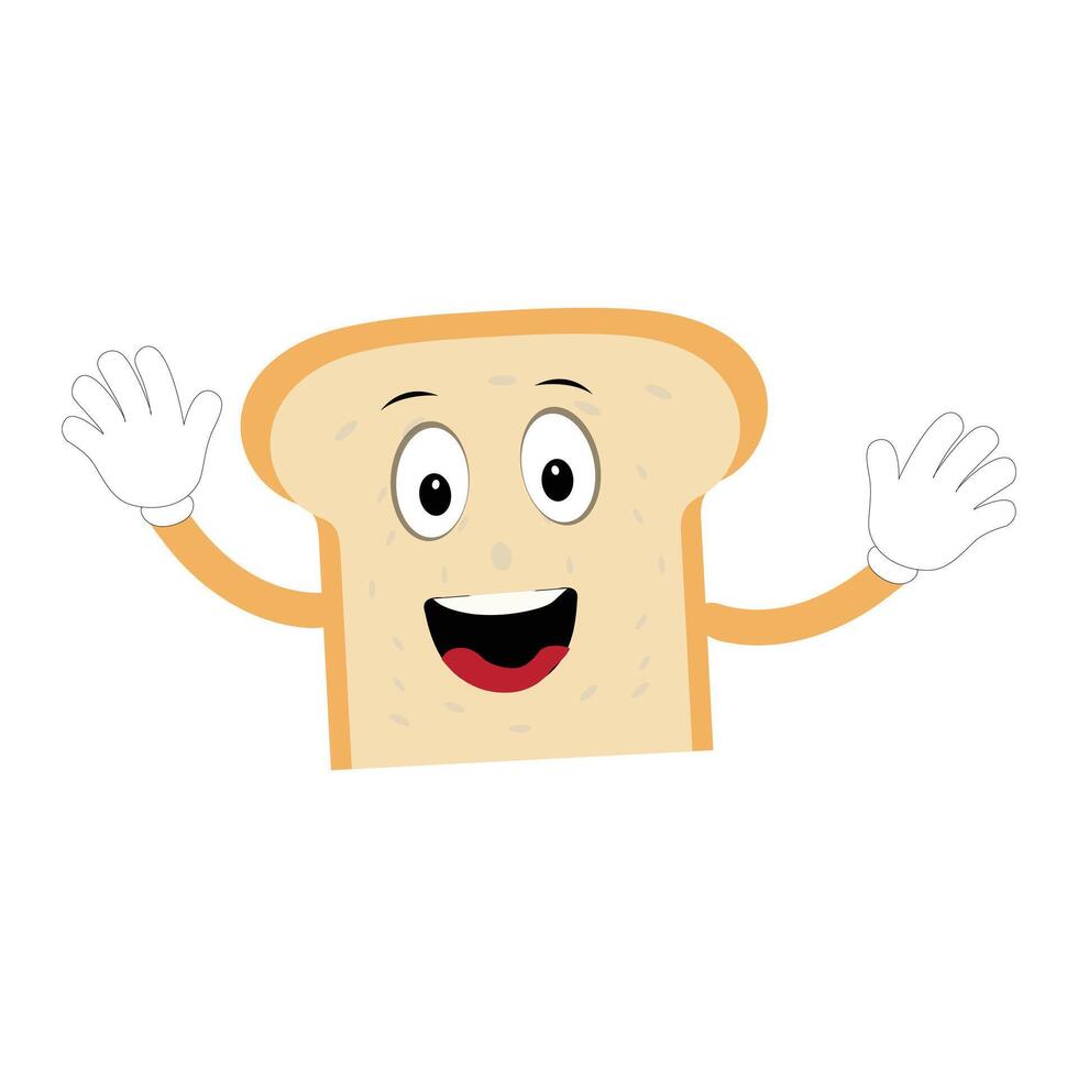 glücklich Brot Scheibe Karikatur Maskottchen Charakter, komisch Sandwich Karikatur Jahrgang Brot Charakter retro Stil Brot Logo Vektor Illustration 60er Jahre 70er Jahre Brot retro Stil