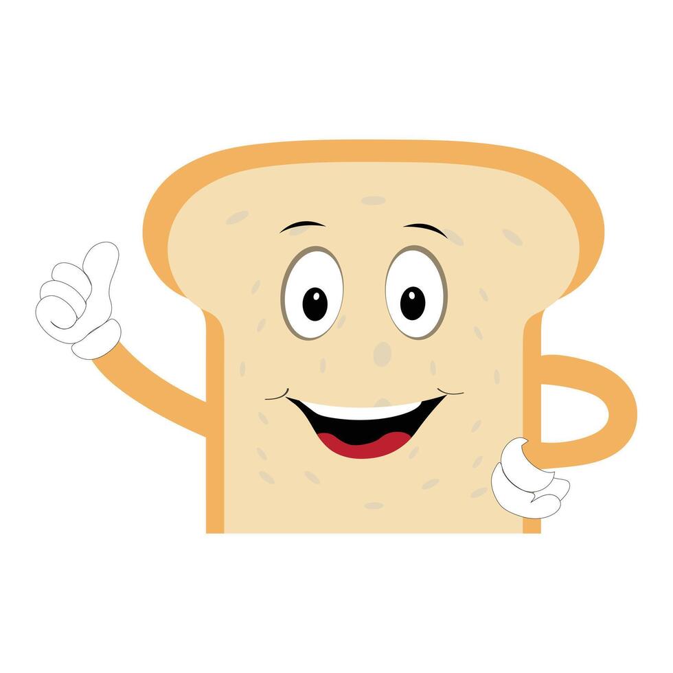 glücklich Brot Scheibe Karikatur Maskottchen Charakter, komisch Sandwich Karikatur Jahrgang Brot Charakter retro Stil Brot Logo Vektor Illustration 60er Jahre 70er Jahre Brot retro Stil