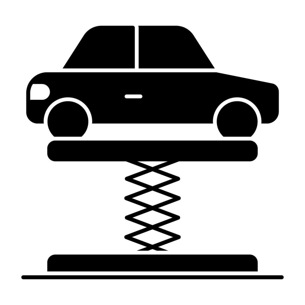 bil hydraulisk domkraft ikon i fast design vektor