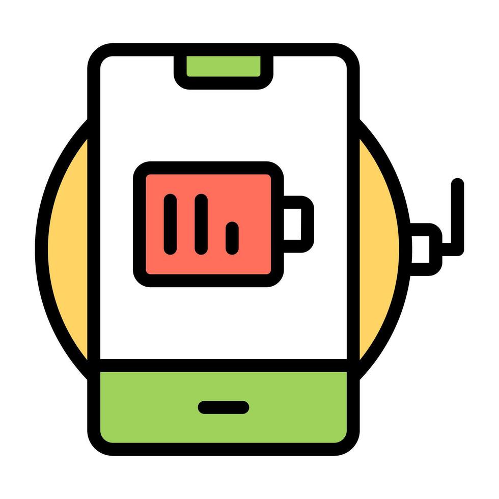 en platt design ikon av mobil batteri vektor
