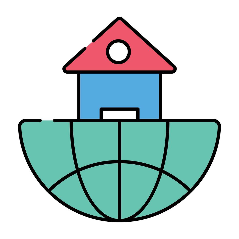 ein editierbar Design Symbol von Globus mit Gebäude, Urbanisierung vektor