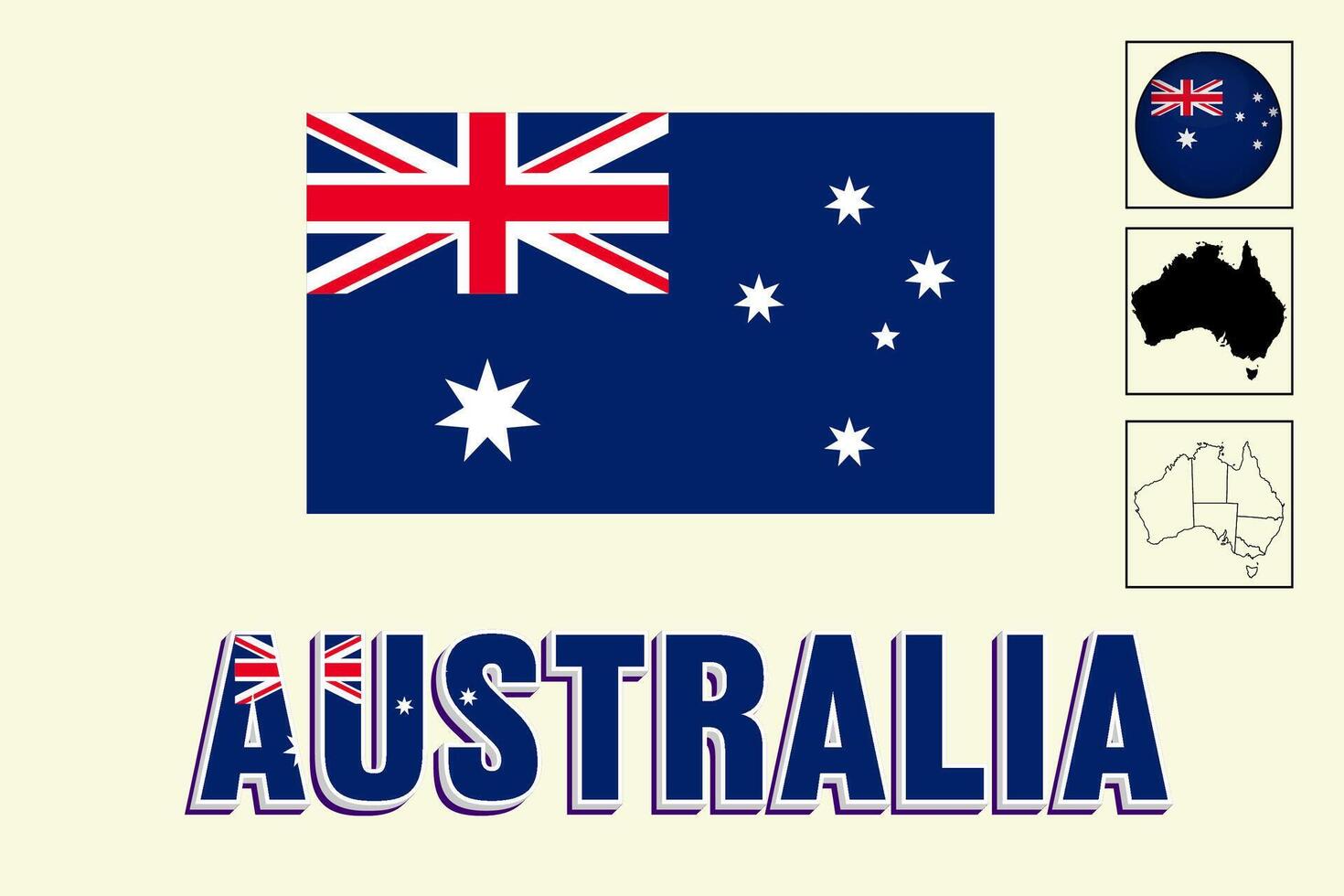 Australien Karta och Australien flagga vektor teckning