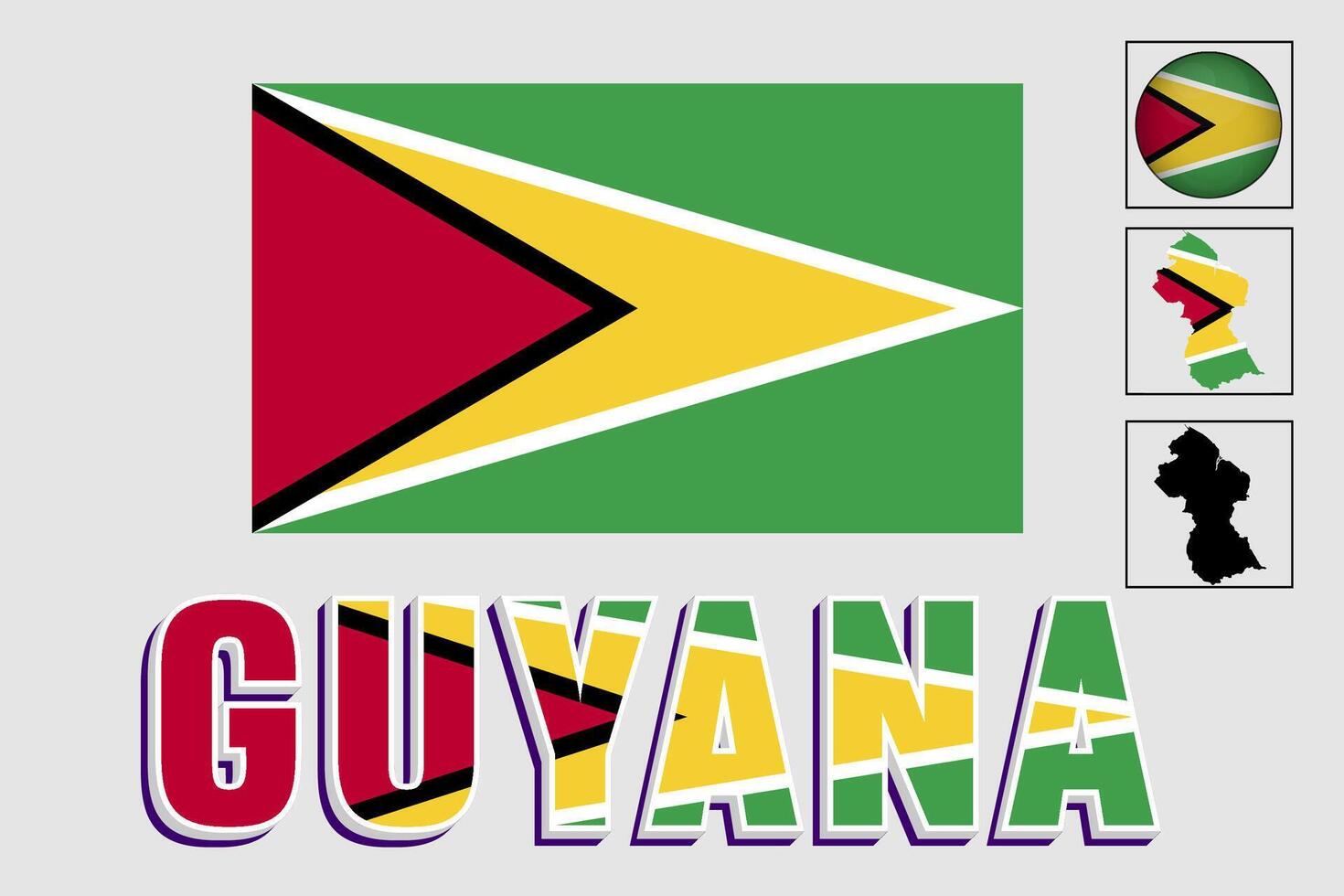 guyana Karta och flagga i vektor illustration