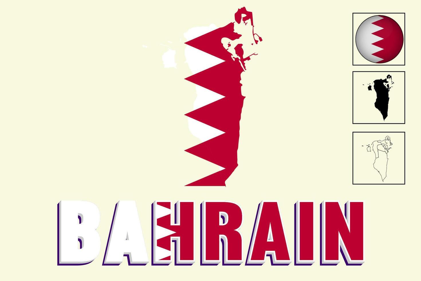 Bahrain Karte und Bahrain Flagge Vektor Zeichnung
