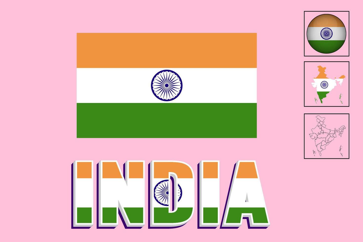 indisk Karta och indisk flagga vektor teckning