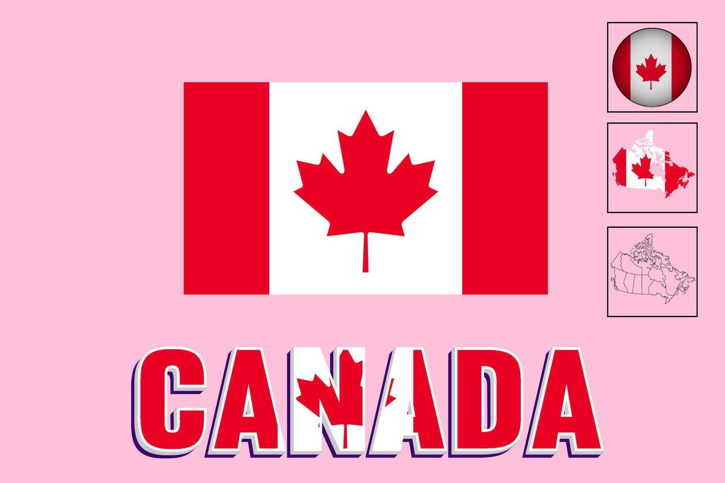 Vektor Zeichnungen von das kanadisch Flagge und Karte