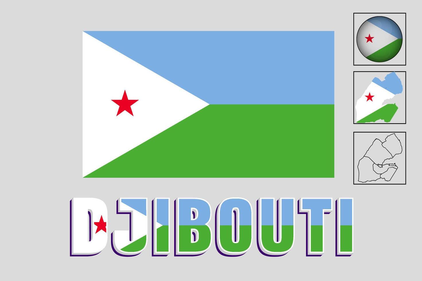 vektor illustration av de djibouti flagga och Karta