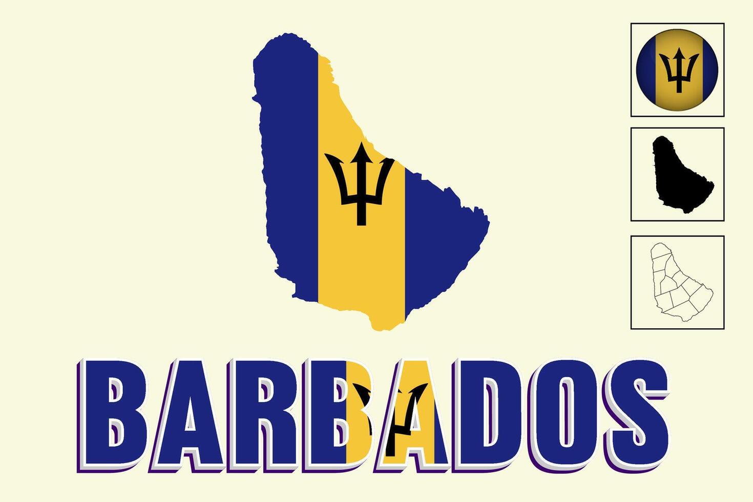 Barbados Karte und Barbados Flagge Vektor Zeichnung