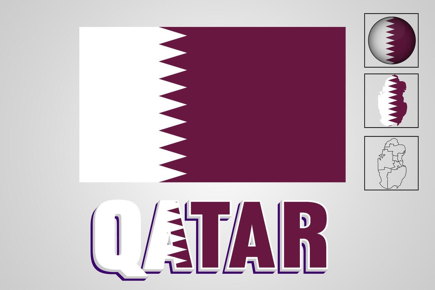 qatar Karta och vektor illustration av de flagga