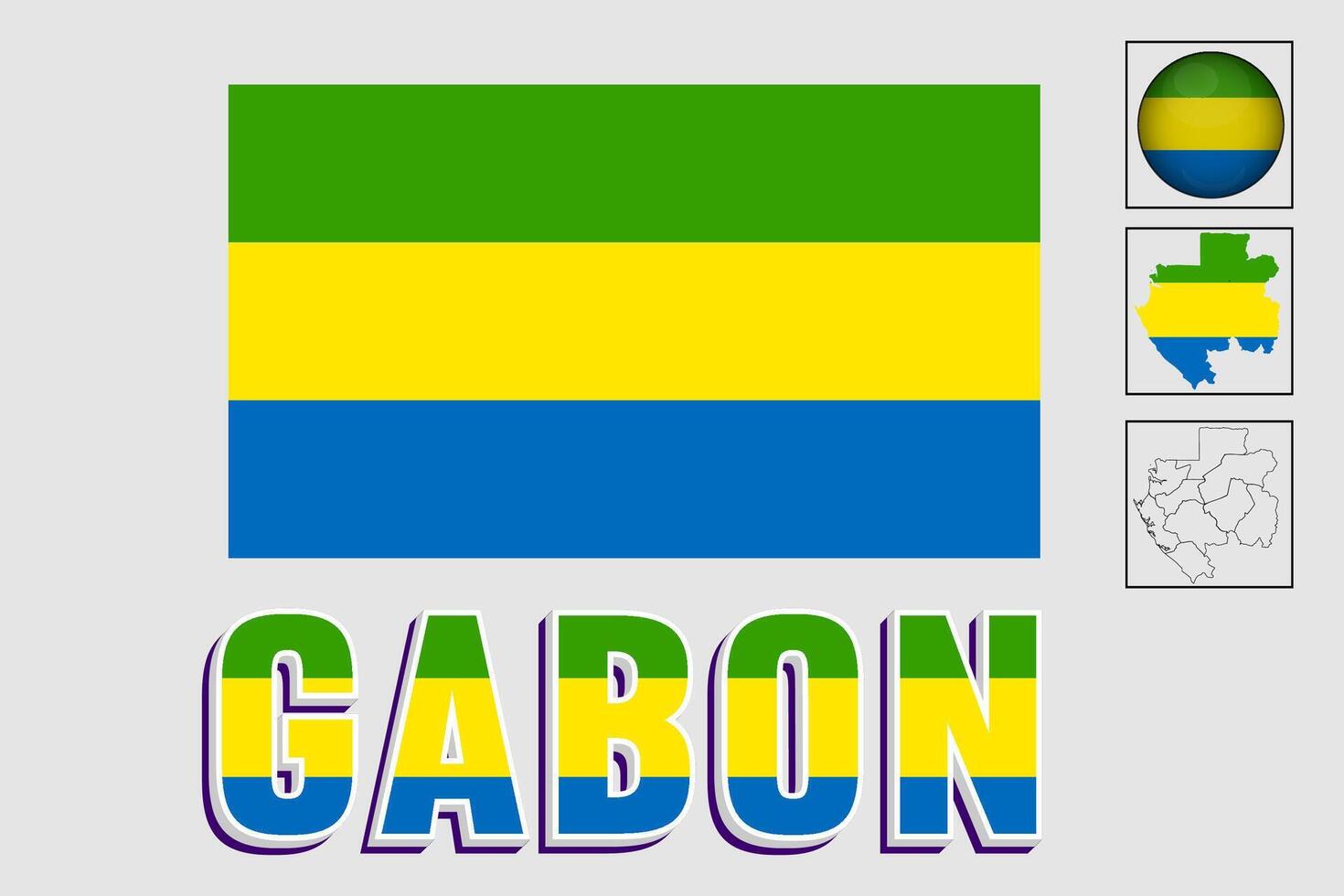 gabon Flagge National Afrika Emblem Karte Symbol Vektor Illustration