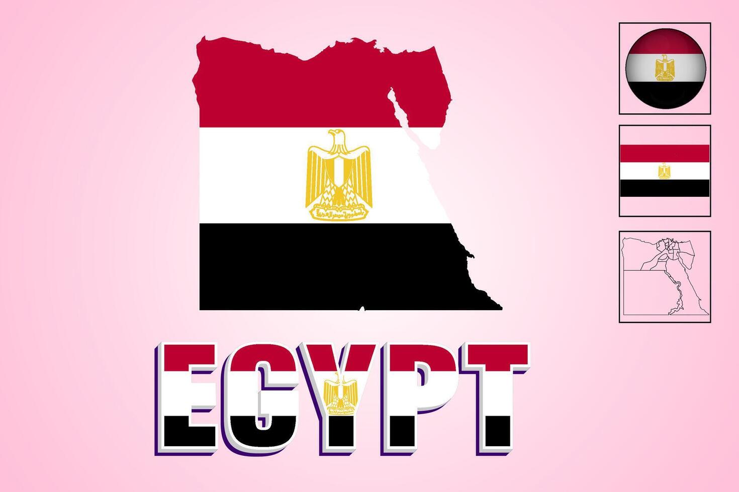 Ägyptens Vektor Karte und Flagge