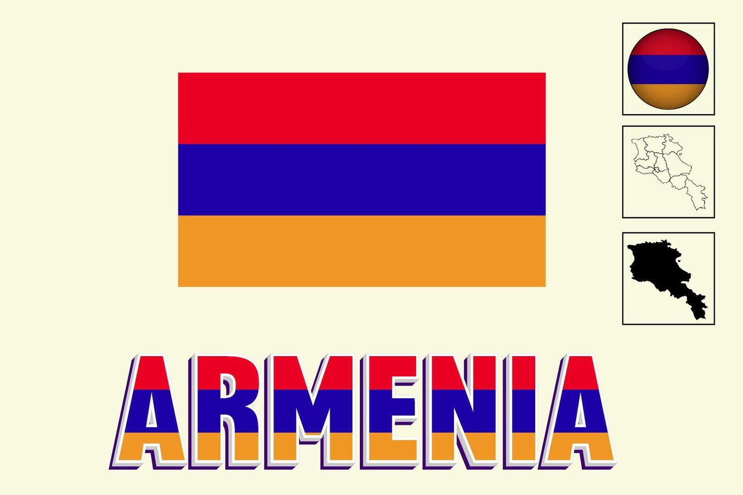 armenia Karta och armenia flagga vektor teckning