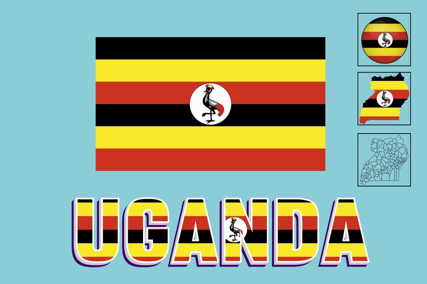vektor illustrationer av de uganda flagga och Karta
