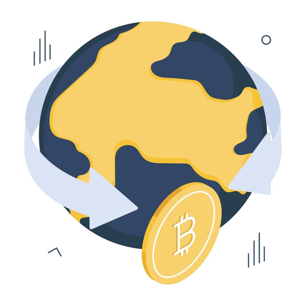 premie ladda ner ikon av global bitcoin vektor