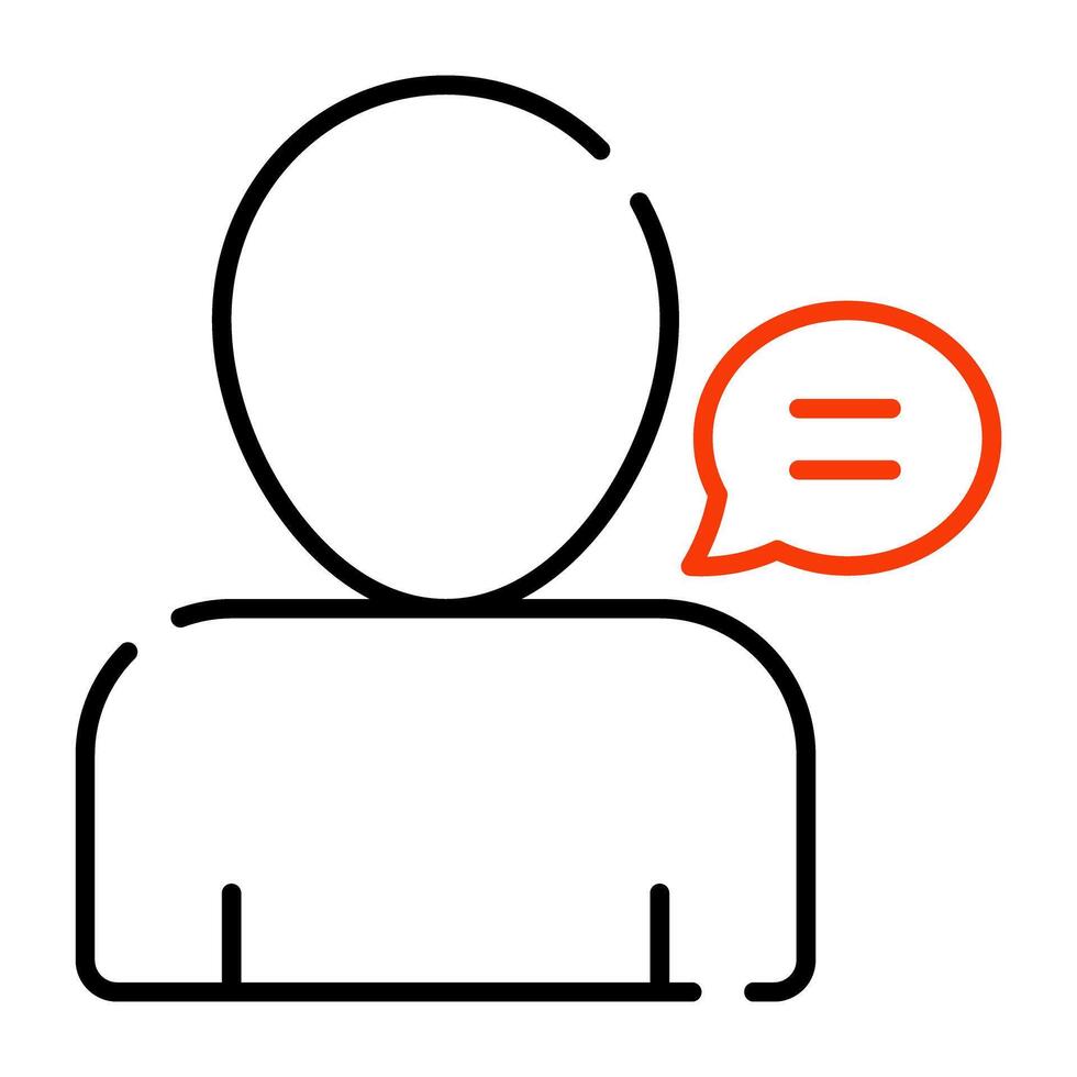 konceptuell linjär design ikon av användare chatt vektor