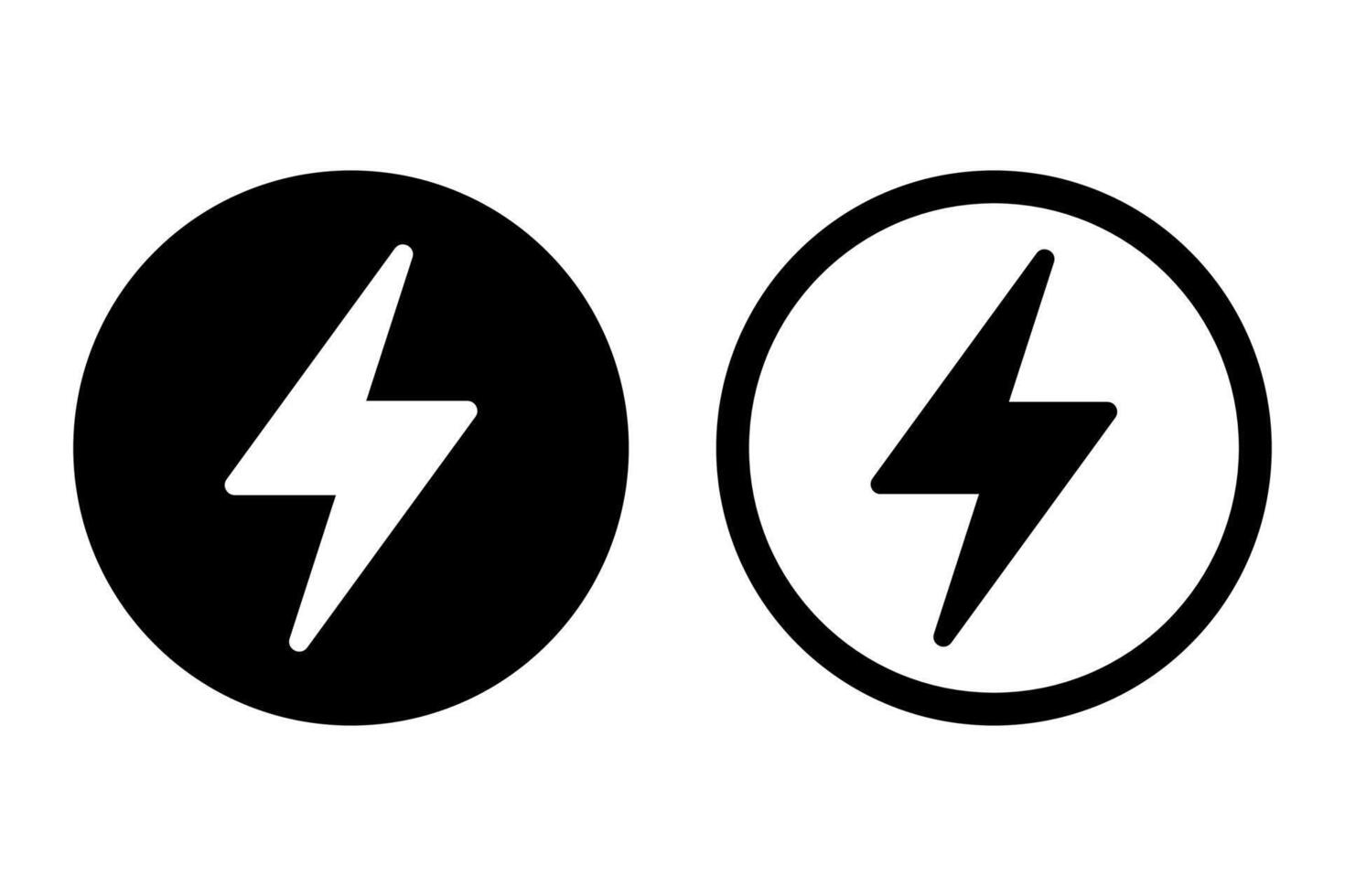 blixt, elektrisk kraft vektor ikon. energi och åska elektricitet symbol. blixt- bult tecken i de cirkel.