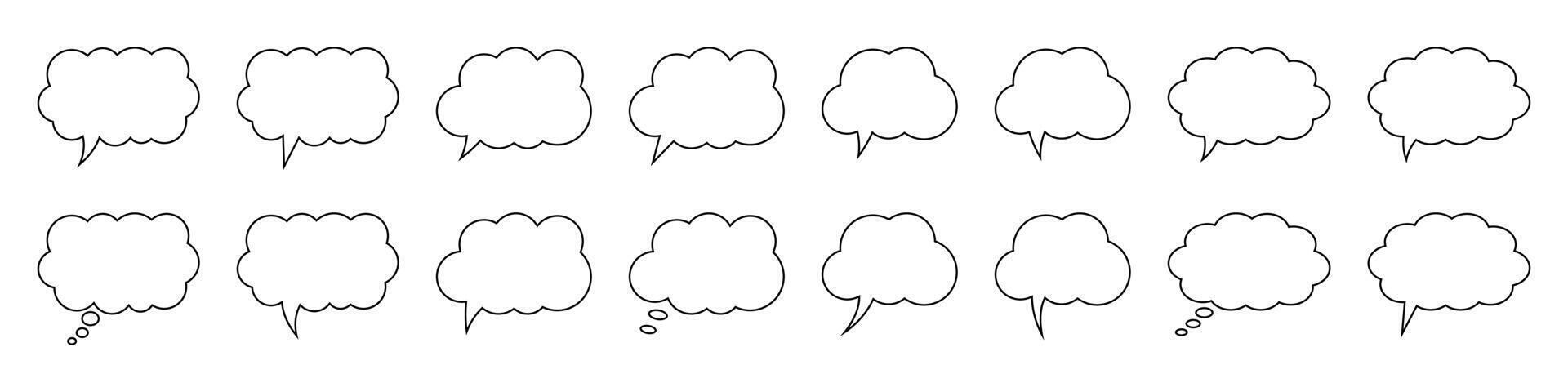habe gedacht Blase Linie Symbol. Rede oder denken Blase, leeren Kommunikation Wolke. einstellen von Vektor Design Elemente.