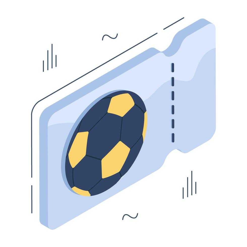 ein isometrisch Design Symbol von Fußball Fahrkarte isoliert auf Weiß Hintergrund vektor