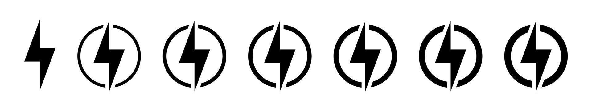 blixt, elektrisk kraft vektor ikon. energi och åska elektricitet symbol. blixt- bult tecken i de cirkel.