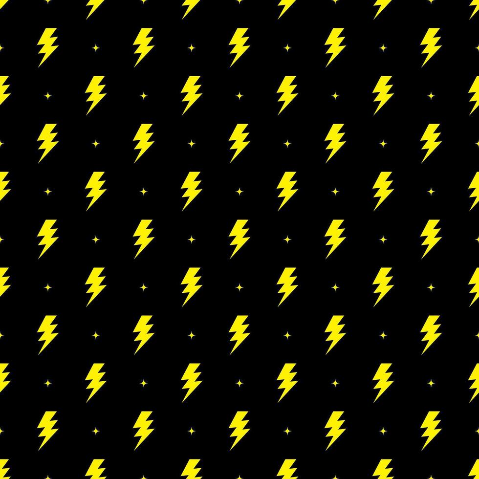 gul blixt- bult vektor sömlös mönster på svart bakgrund.