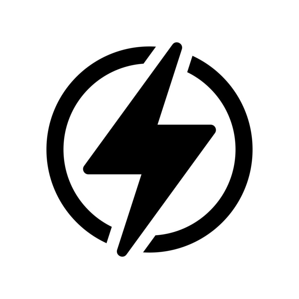 Blitz, elektrisch Leistung Vektor Symbol. Energie und Donner Elektrizität Symbol. Blitz Bolzen Zeichen im das Kreis.