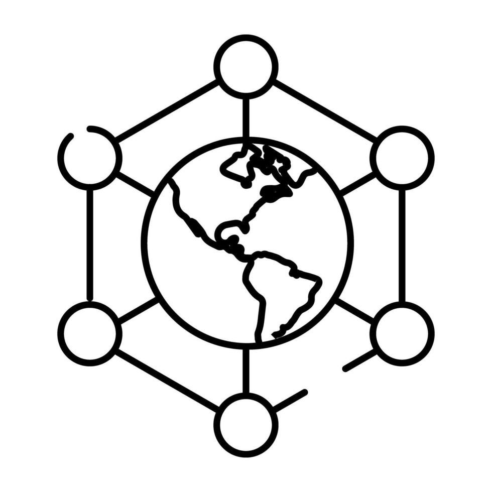 Globus mit Knoten bezeichnet Konzept von global Netzwerk vektor