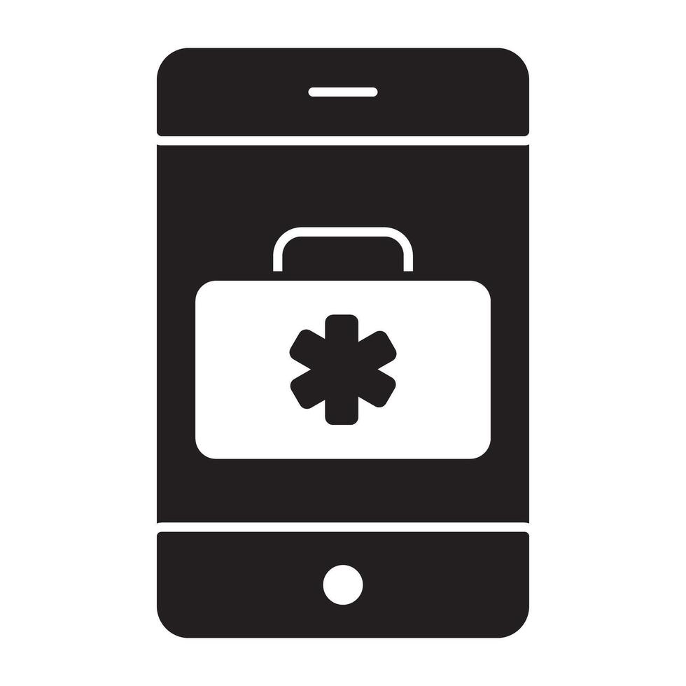 mobil sjukvård ikon i fast design vektor