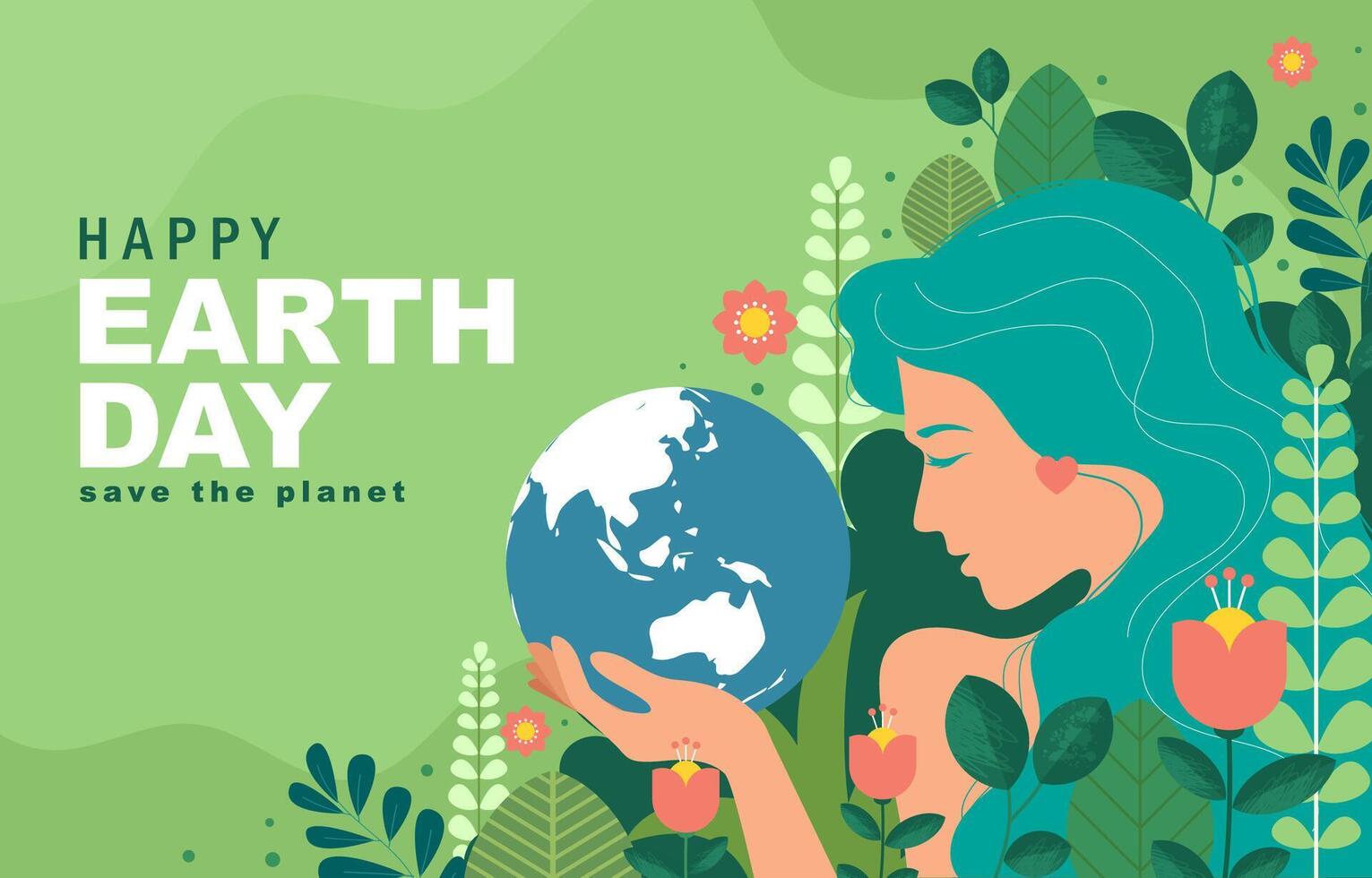 International Mutter Erde Tag Hintergrund mit schön Frau und Pflanze Illustration vektor