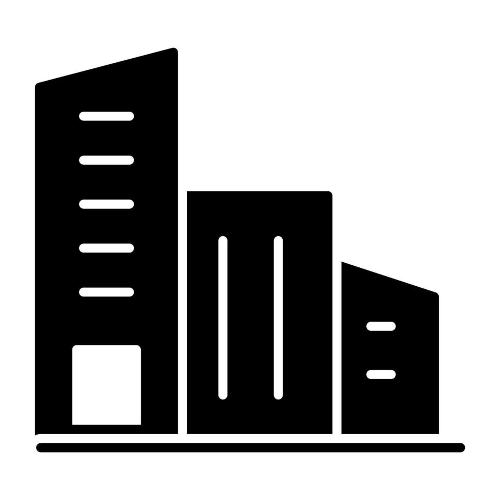 ett redigerbar design ikon av kommersiell byggnad, skyskrapa vektor