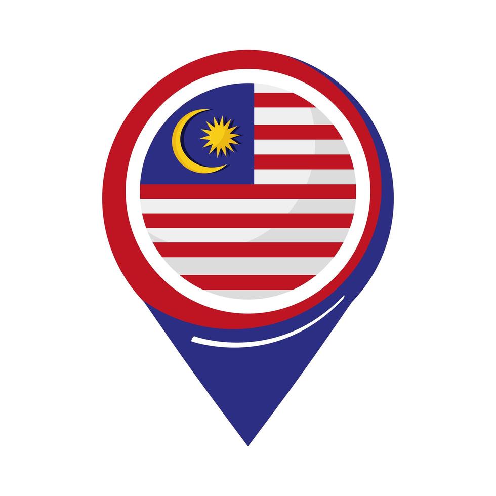 malaysische Flagge in GPS-Markierung vektor