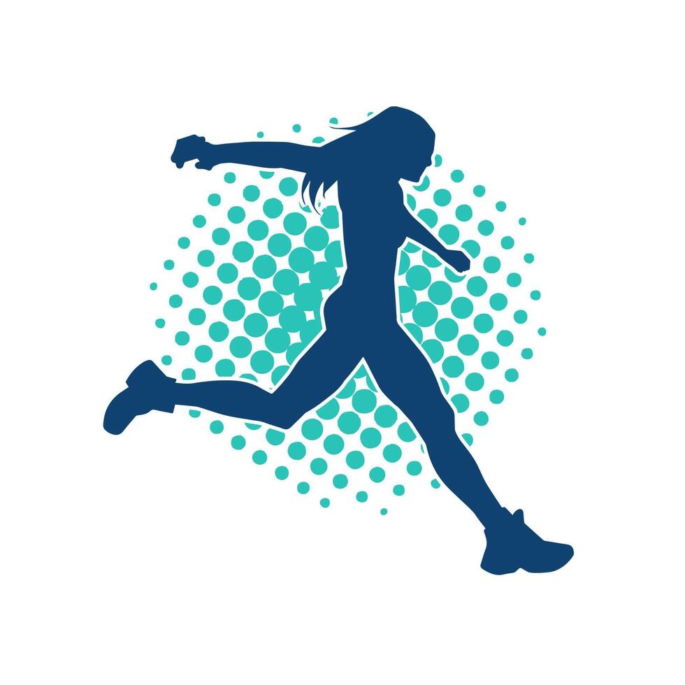 Silhouette von ein sportlich Frau im Laufen Pose. Silhouette von ein weiblich Lauf Pose. vektor