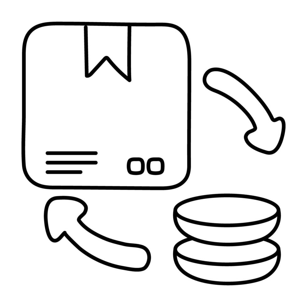 en linje design ikon av kontanter på leverans vektor