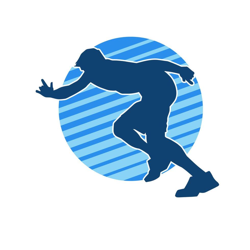 Silhouette von ein sportlich Mann im Laufen Pose. Silhouette von ein männlich Lauf Pose. vektor