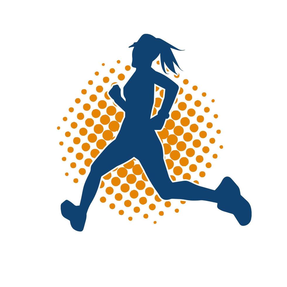 Silhouette von ein sportlich Frau im Laufen Pose. Silhouette von ein weiblich Lauf Pose. vektor