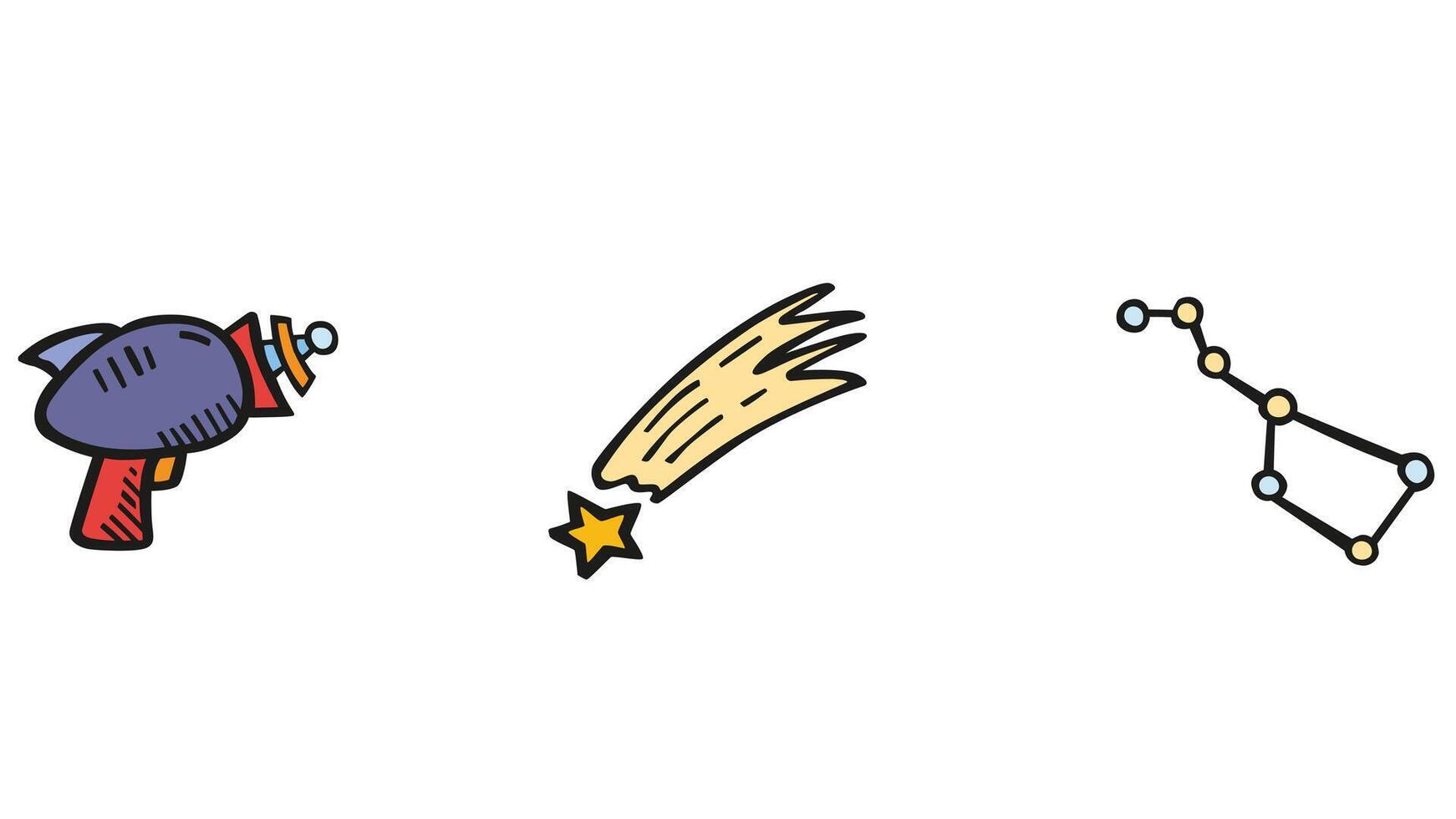 galaktisk och sol- systemet, Plats ritad för hand planeter och element vektor illustration