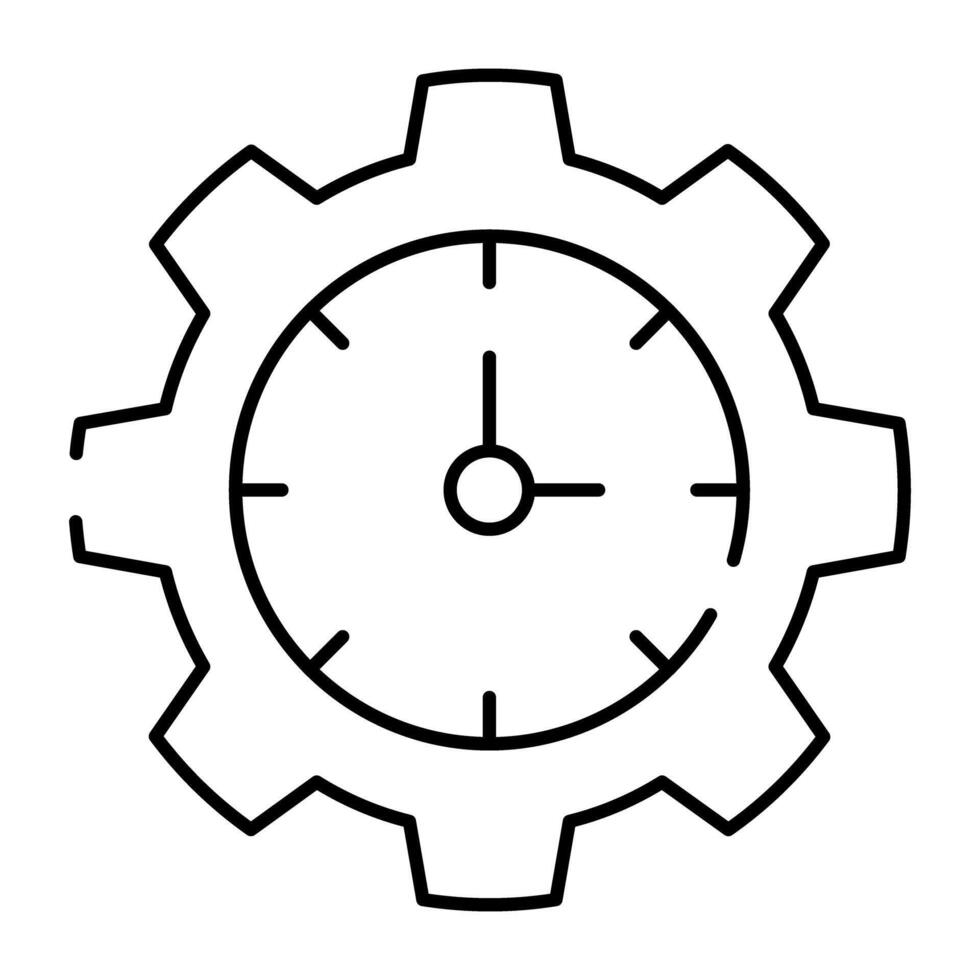 klocka inuti redskap, linjär design av tid förvaltning vektor