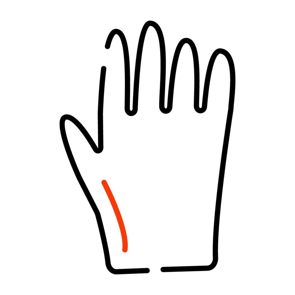 ein Hand tragen Zubehörteil Symbol, linear Design von Handschuhe vektor