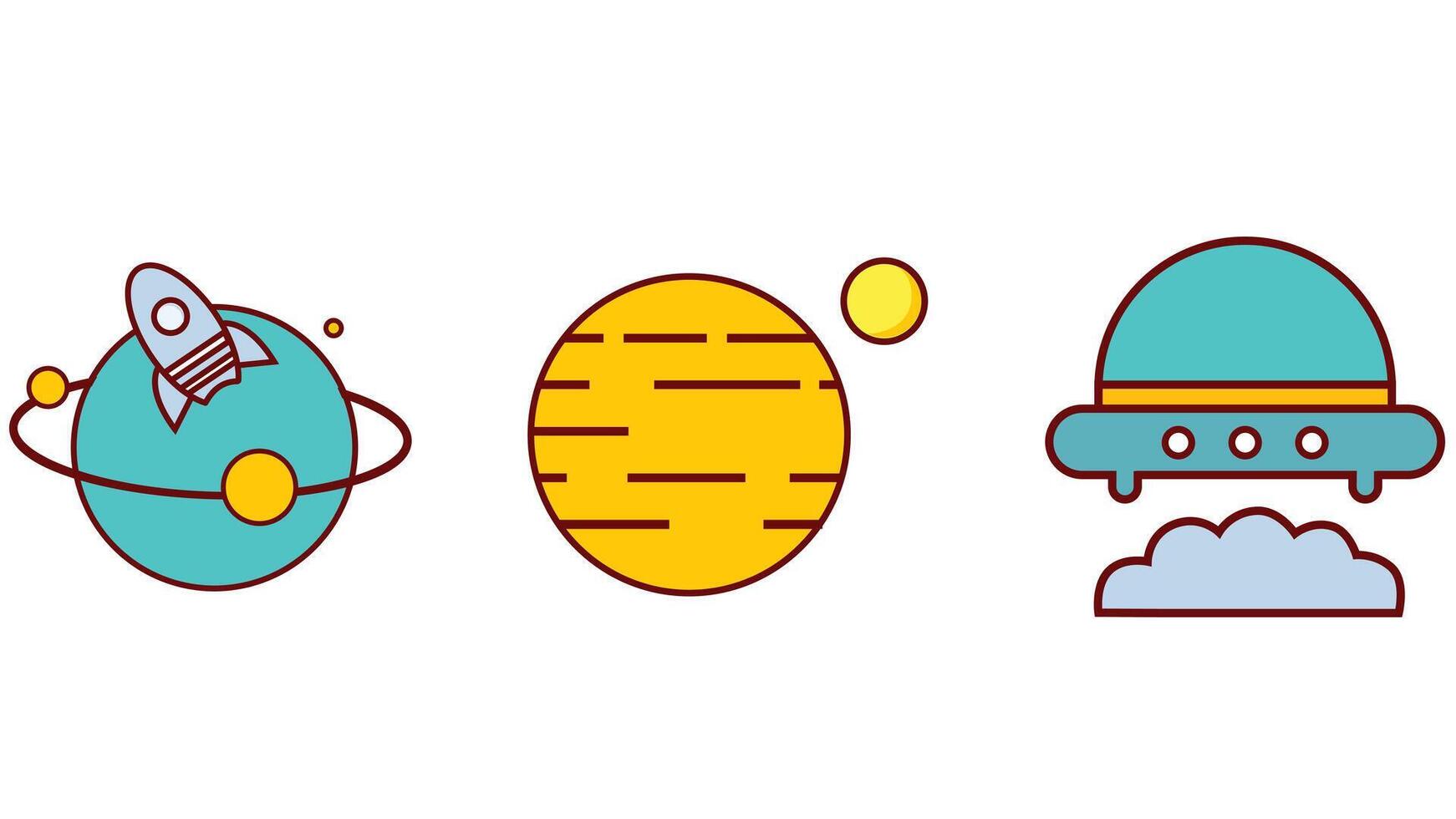 Raum Planeten und Raum Schiff mit Astronaut passen Vektor Symbol Illustration