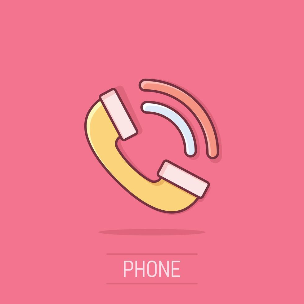 Handy, Mobiltelefon Telefon Symbol im Comic Stil. Telefon sich unterhalten Karikatur Vektor Illustration auf isoliert Hintergrund. Hotline Kontakt Spritzen bewirken Geschäft Konzept.