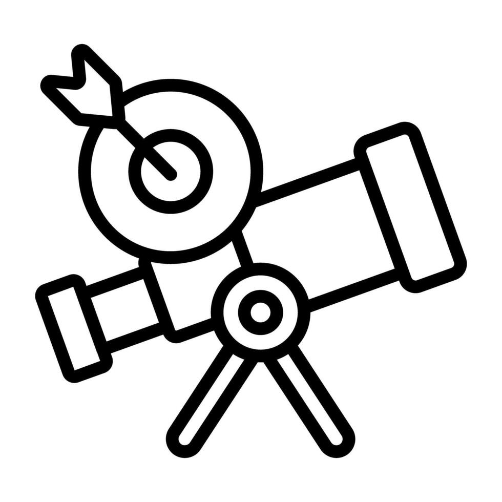 ein Symbol für ein Weltraumforschungswerkzeug, lineares Design des Teleskops vektor