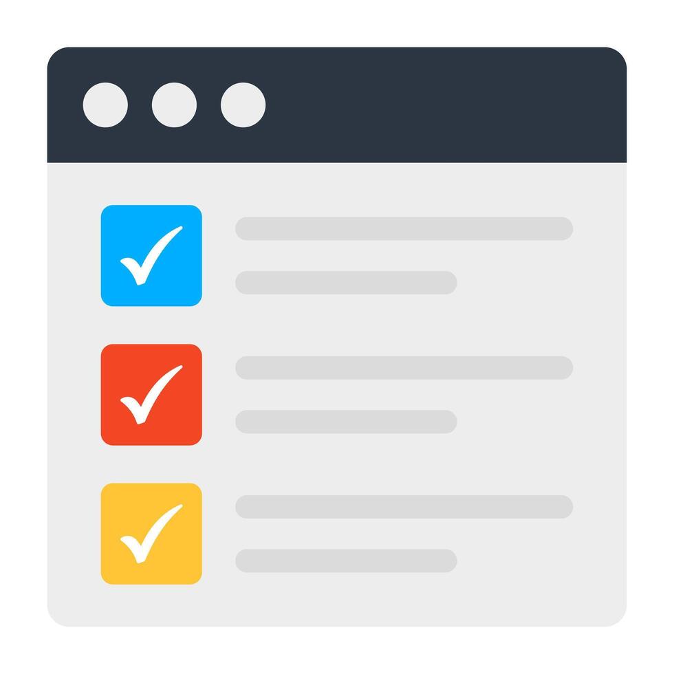 checklista på webb sida, ikon av uppkopplad lista ikon vektor