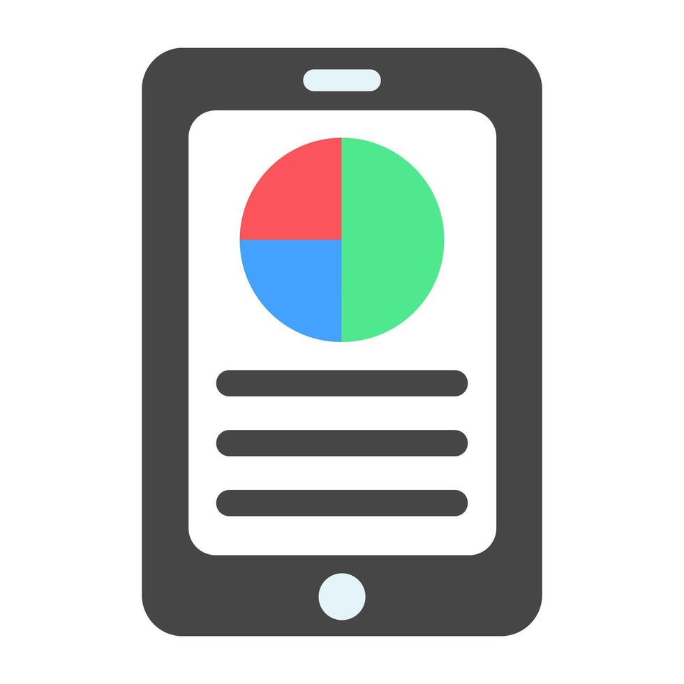 Kuchen Diagramm Innerhalb Smartphone, eben Design von Handy, Mobiltelefon Analytik vektor