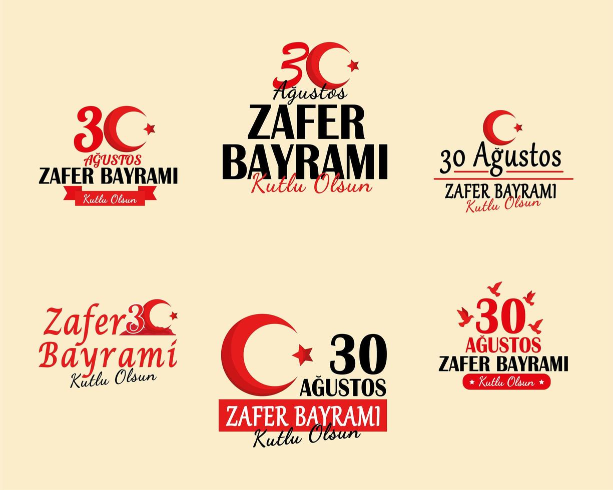 Zafer Bayrami Banner Symbolsammlung vektor