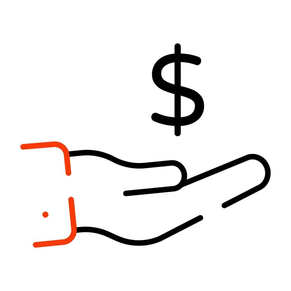 hand ger pengar ikon i linjär design vektor