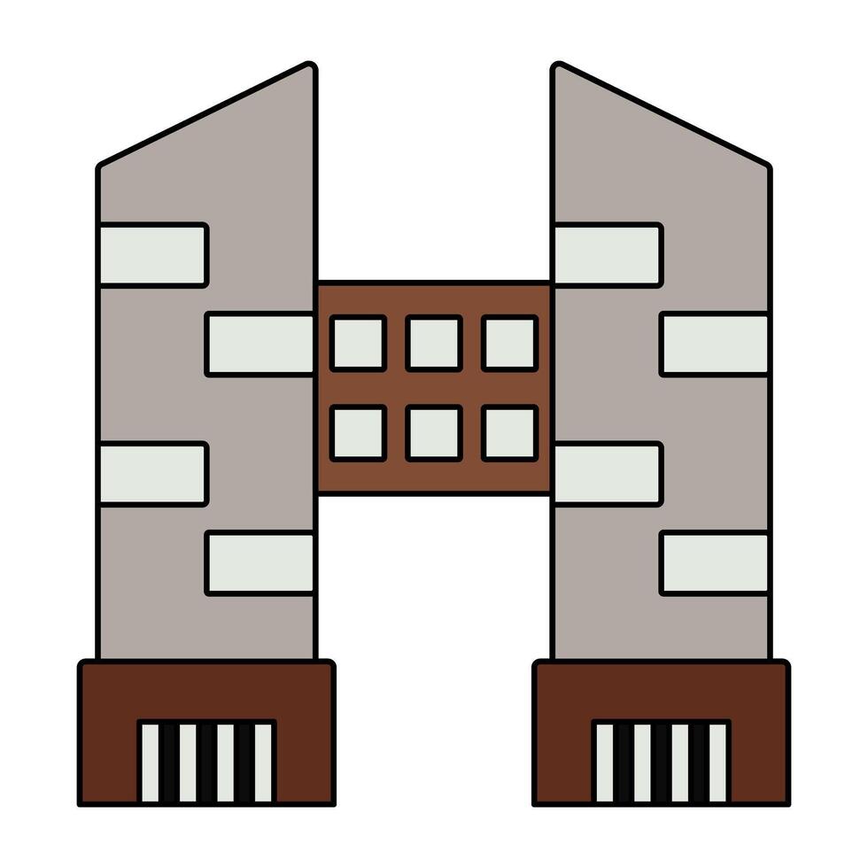 ein einzigartig Design Symbol von Stadt Gebäude vektor