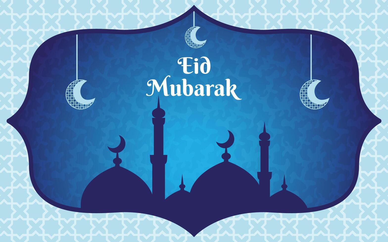 eid al fitr Vorlage Banner mit Moschee Silhouette und Halbmond Mond hängend Ornament, Ramadan Mubarak Vektor Design