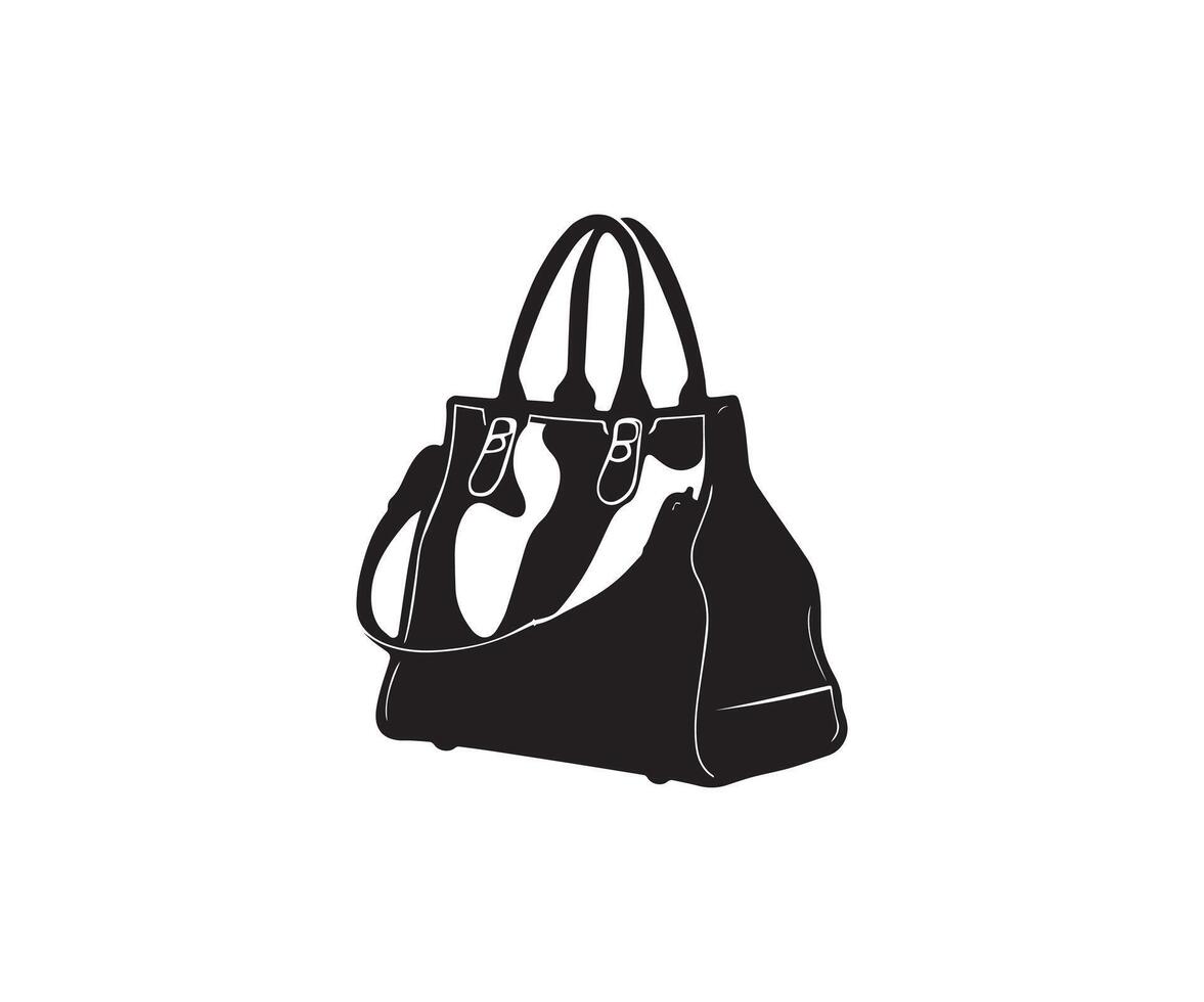 damer handväska ikon. svart och vit illustration av kvinnor handväska vektor