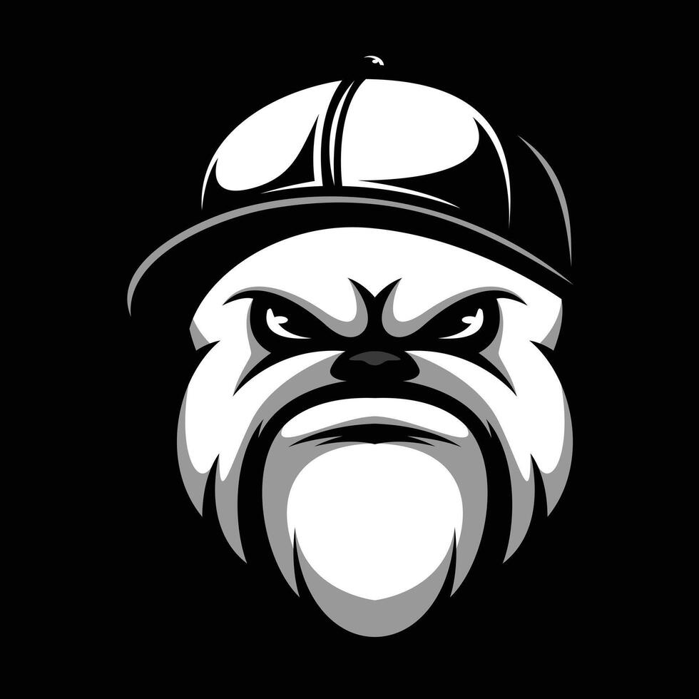bulldogg hatt svart och vit vektor